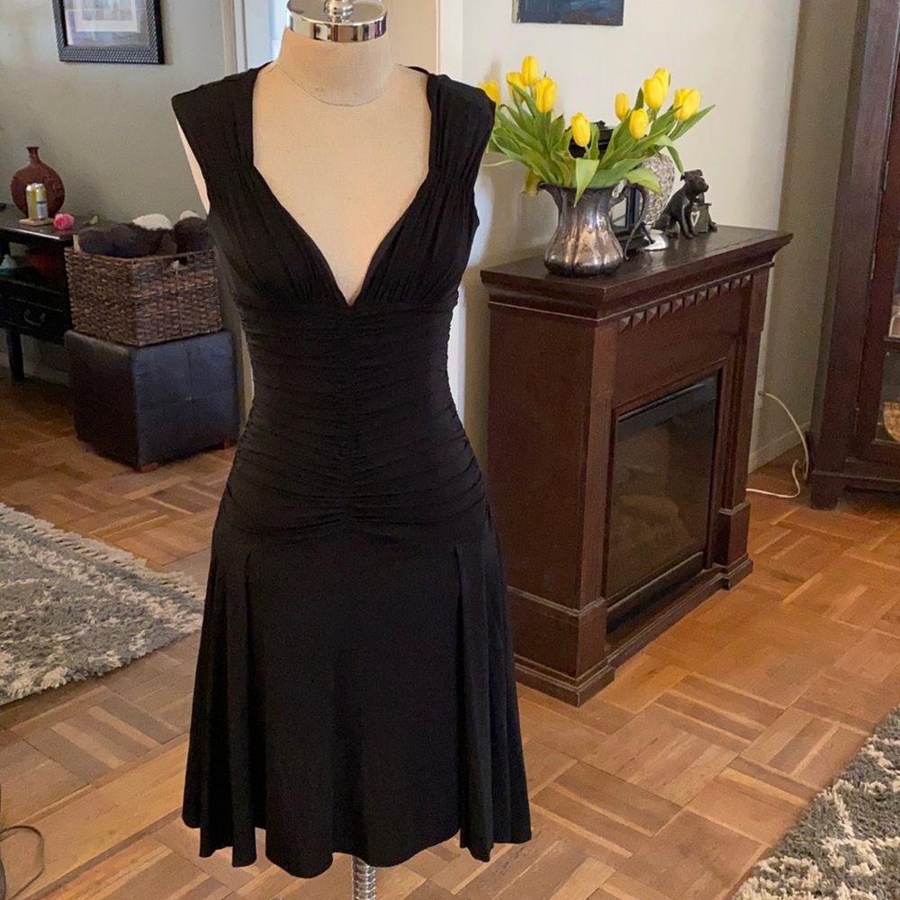 NWOT BCBGMaxAzria stretchy sleeveless evening dress with beautiful ruching. - Picture 3 of 16